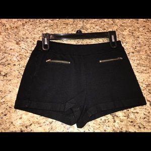 Black front zipper shorts